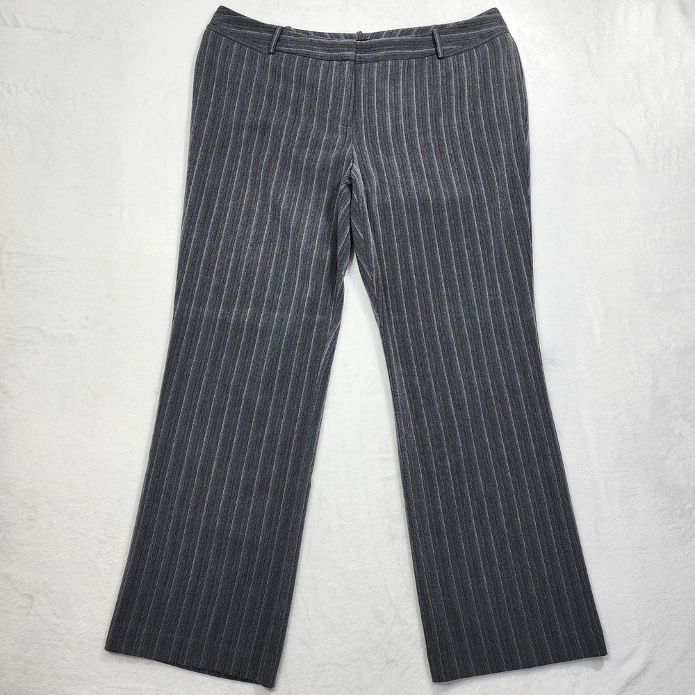 Vintage Worthington Pants‎ Womens 18W Gray Striped Curvy Straight Stretch Office
